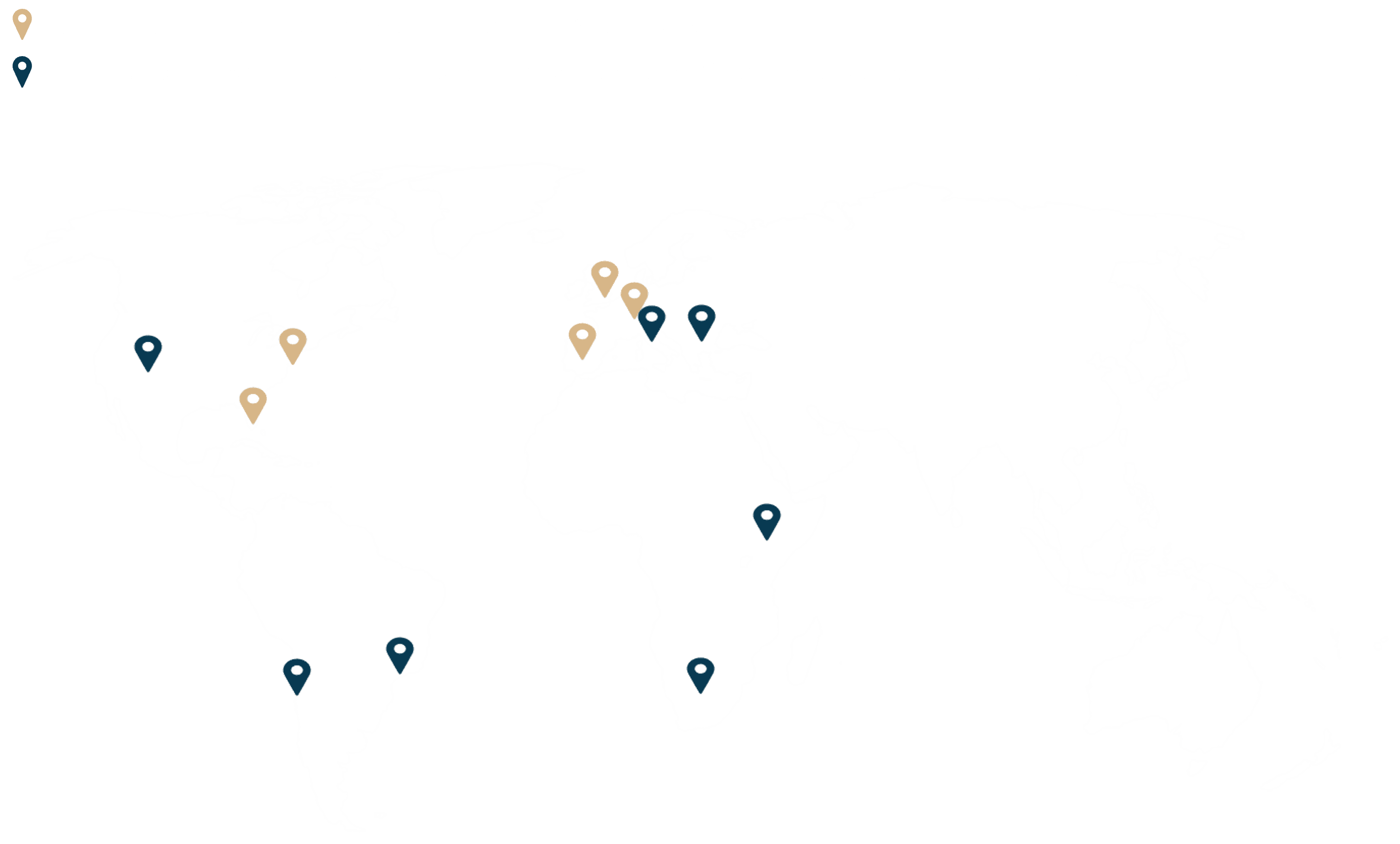 Map of Orbius Private Network Interconnect (PNI) points of presence and private L2 VPN paths